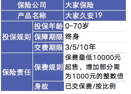 大家久安19終身壽險怎么樣